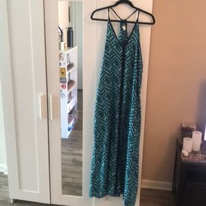 Blue patterned maxi dress